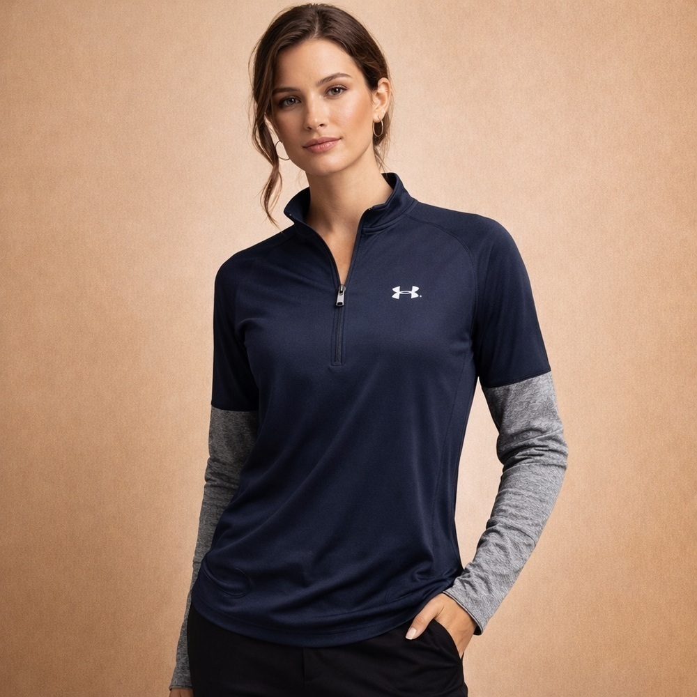 Under Armour Women's Navy and Gray Long Sleeve Top
